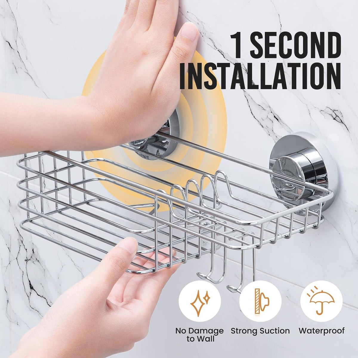 LEVERLOC Shower Caddy Suction Cup, 3 Pack Heavy Duty Bathroom Organizer