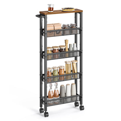 VASAGLE 6-Tier Utility Rolling Laundry Cart, 17.9 x 5.9 x 51.7 inch