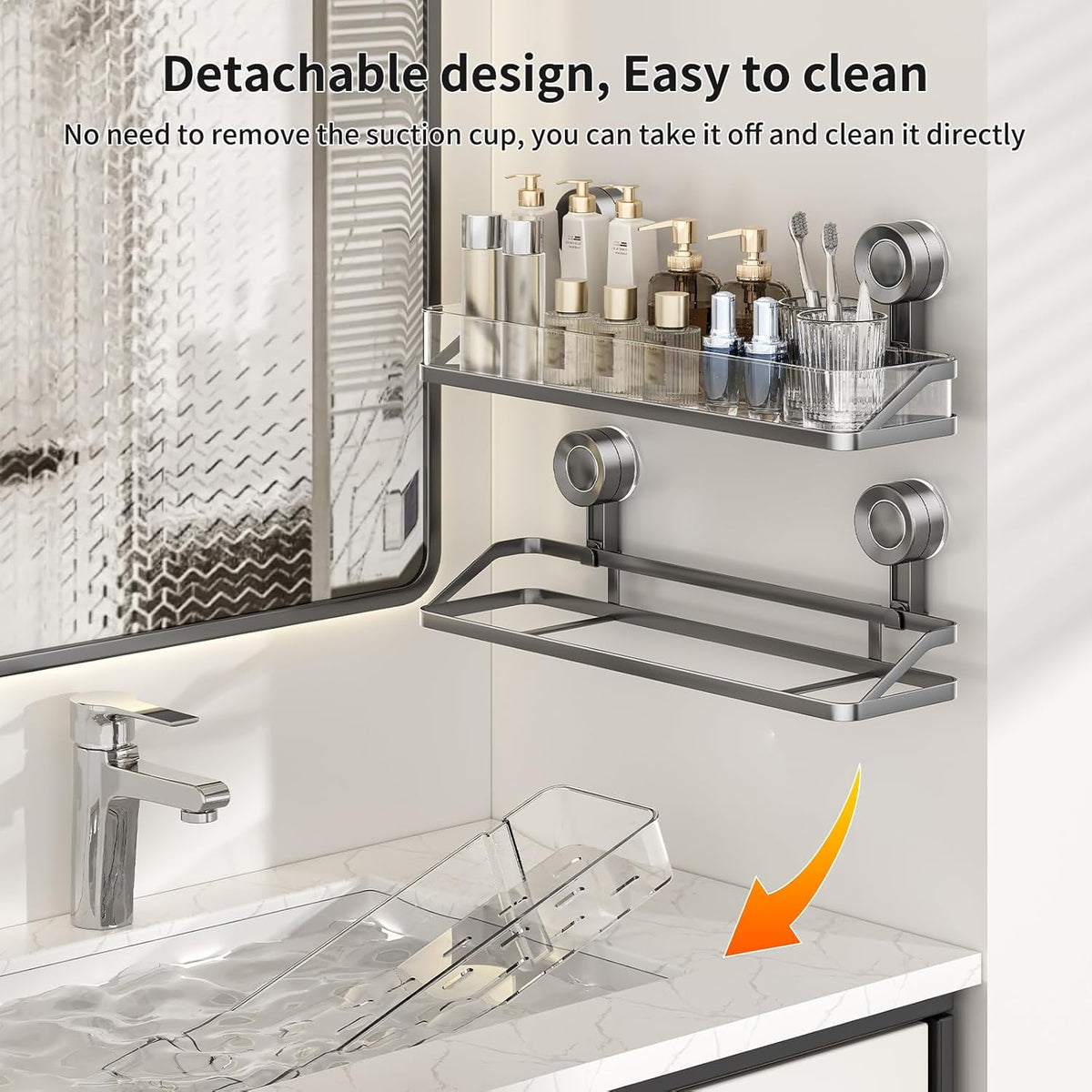 Shower Caddy Suction Cup, No Drill Wall Mount