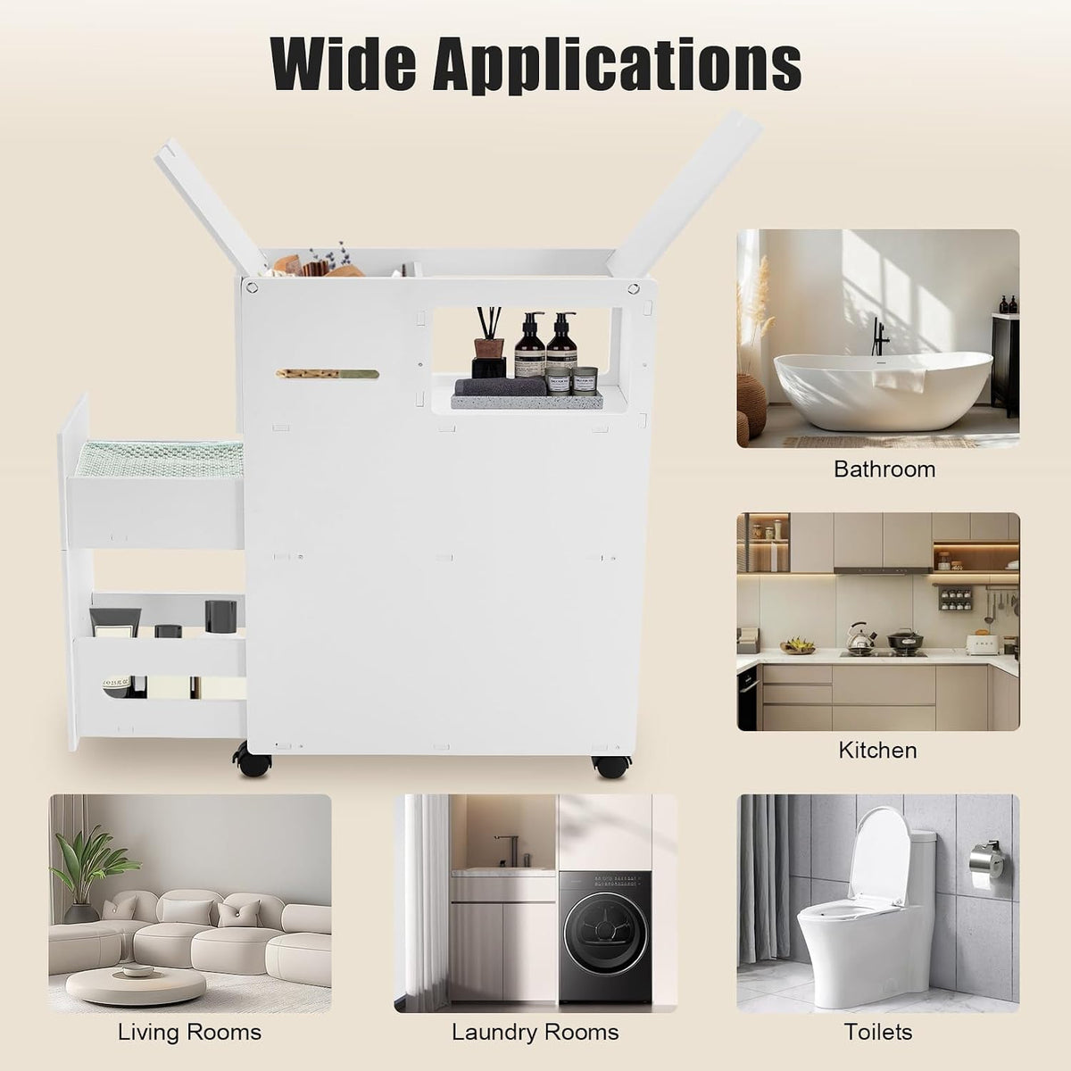 110Lbs Slim Bathroom Storage Cabinet, Modern Floor Storage Cabinet for Home