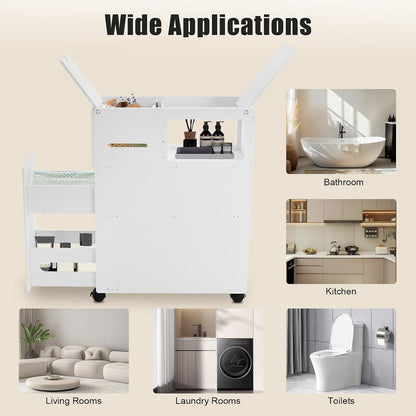 110Lbs Slim Bathroom Storage Cabinet, Modern Floor Storage Cabinet for Home