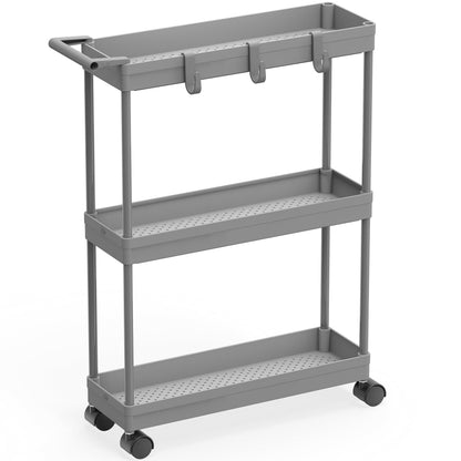 Simple Houseware 3-Tier Slim Rolling Cart w/Handle 5.5" Wx27.5 H, Black