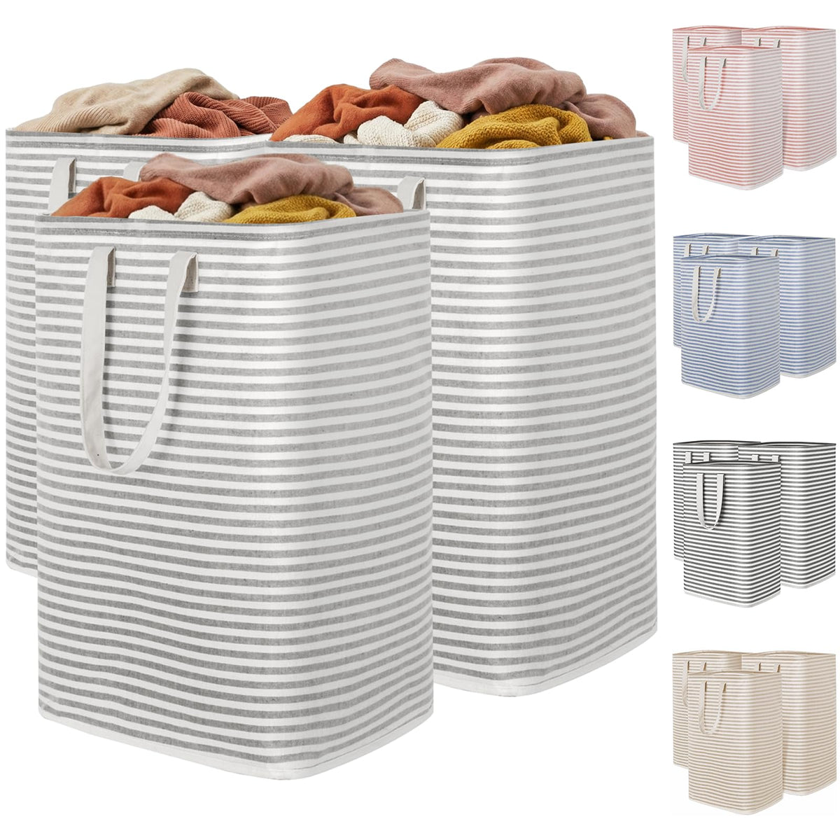 Lifewit 80L Large Laundry Baskets, Laundry Hampers Bags, 2 Pack, Grey