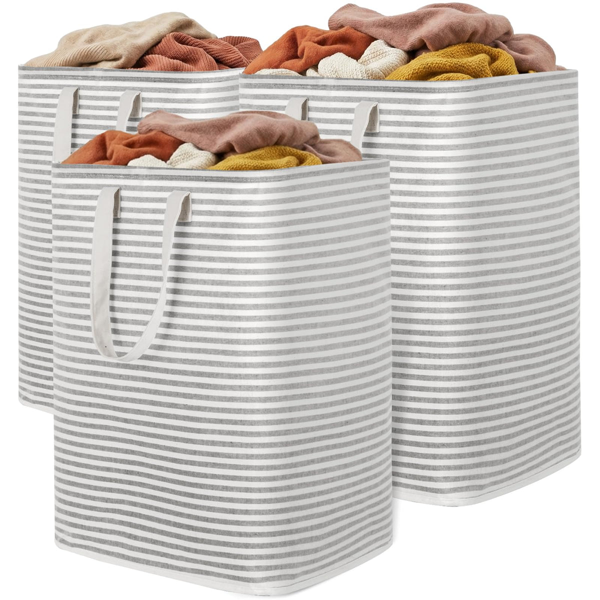 Lifewit 80L Large Laundry Baskets, Laundry Hampers Bags, 2 Pack, Grey