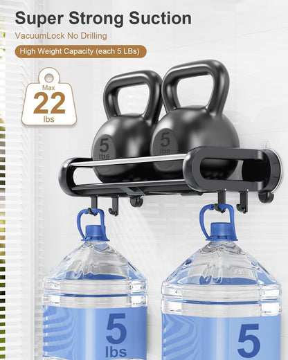 JOTPE Suction Cup Shower Shelf, Removable, Holds 22lbs, No Drilling, Black