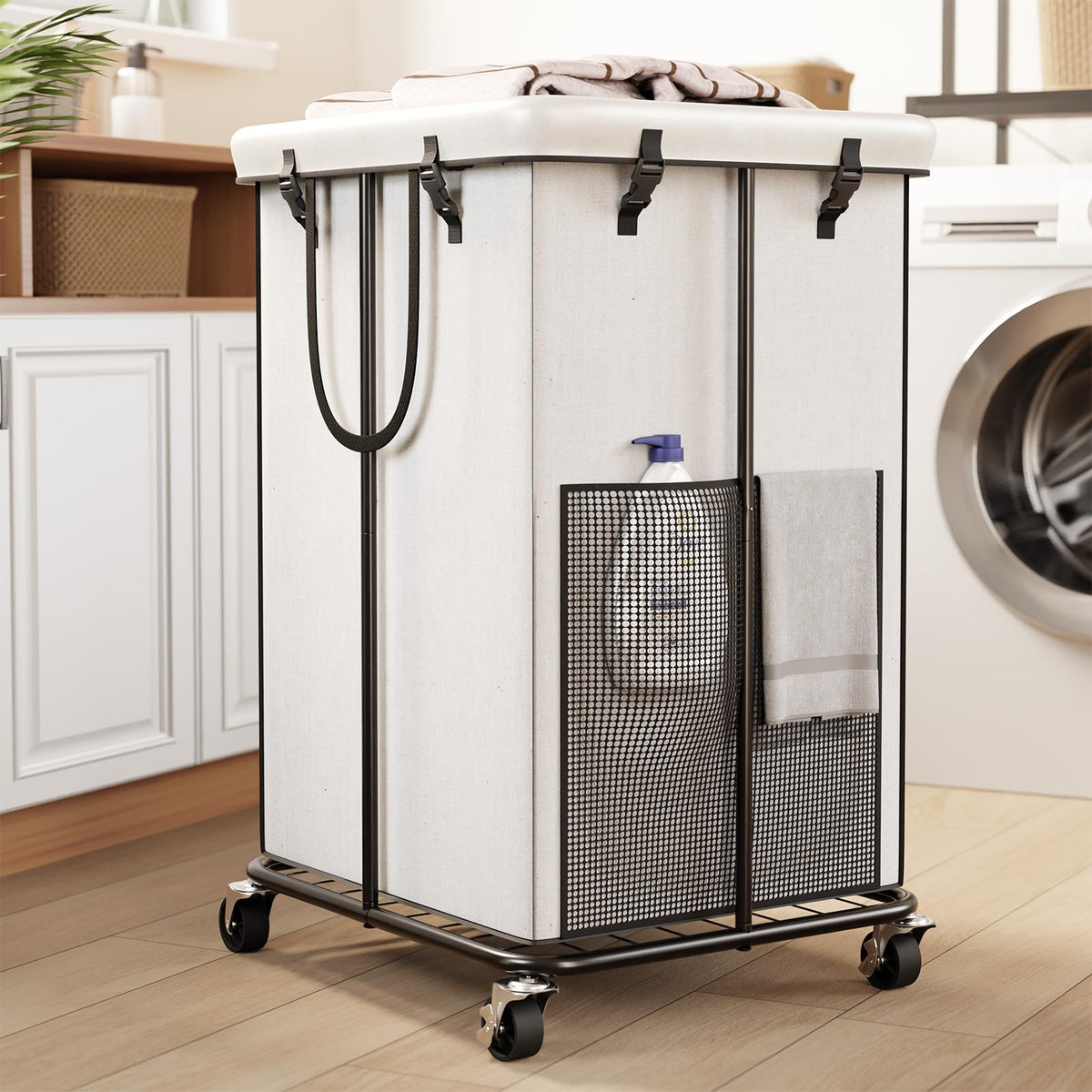 150L Large Laundry Hamper with Wheels, Rolling Laundry Basket