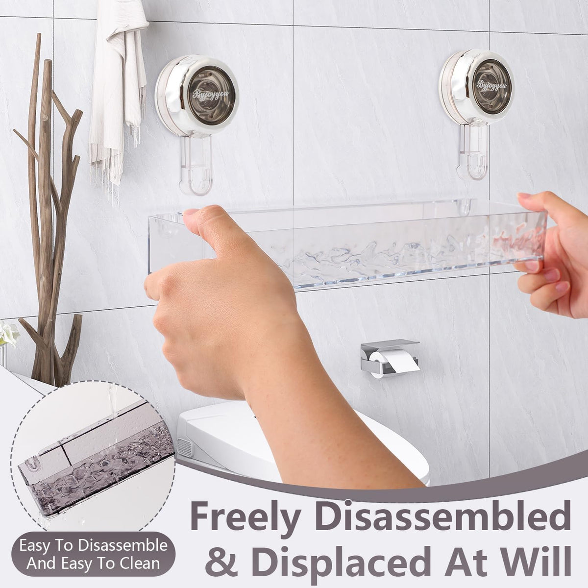 Corrugated Suction Cup Storage Holder,Movable Shower Shelf Suction Cup,Shower Caddy Large Organizer Bathroom,No-Drill Wall Mounted Bathroom Storage Rack Shelf(White)