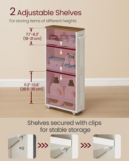 VASAGLE 4-Tier Slide-Out Storage Cart, Slim Kitchen Cart with Wheels