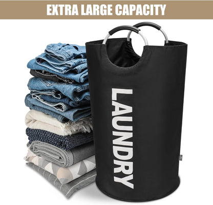 DOKEHOM 90L Large Laundry Basket Bag, Collapsible Tall Hamper, Black