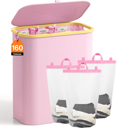 Hampers for Laundry Basket with Lid, 160L Large Laundry Hamper 3 Section