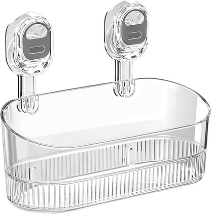 2026 New No-Drill Bathroom Suction Storage Box, Large Capacity Strong Load-Bearing Suction Cup Storage Rack with Drain Holes, Multi Functional Wall-Mounted Organizer for Home Bathroom (1, White)