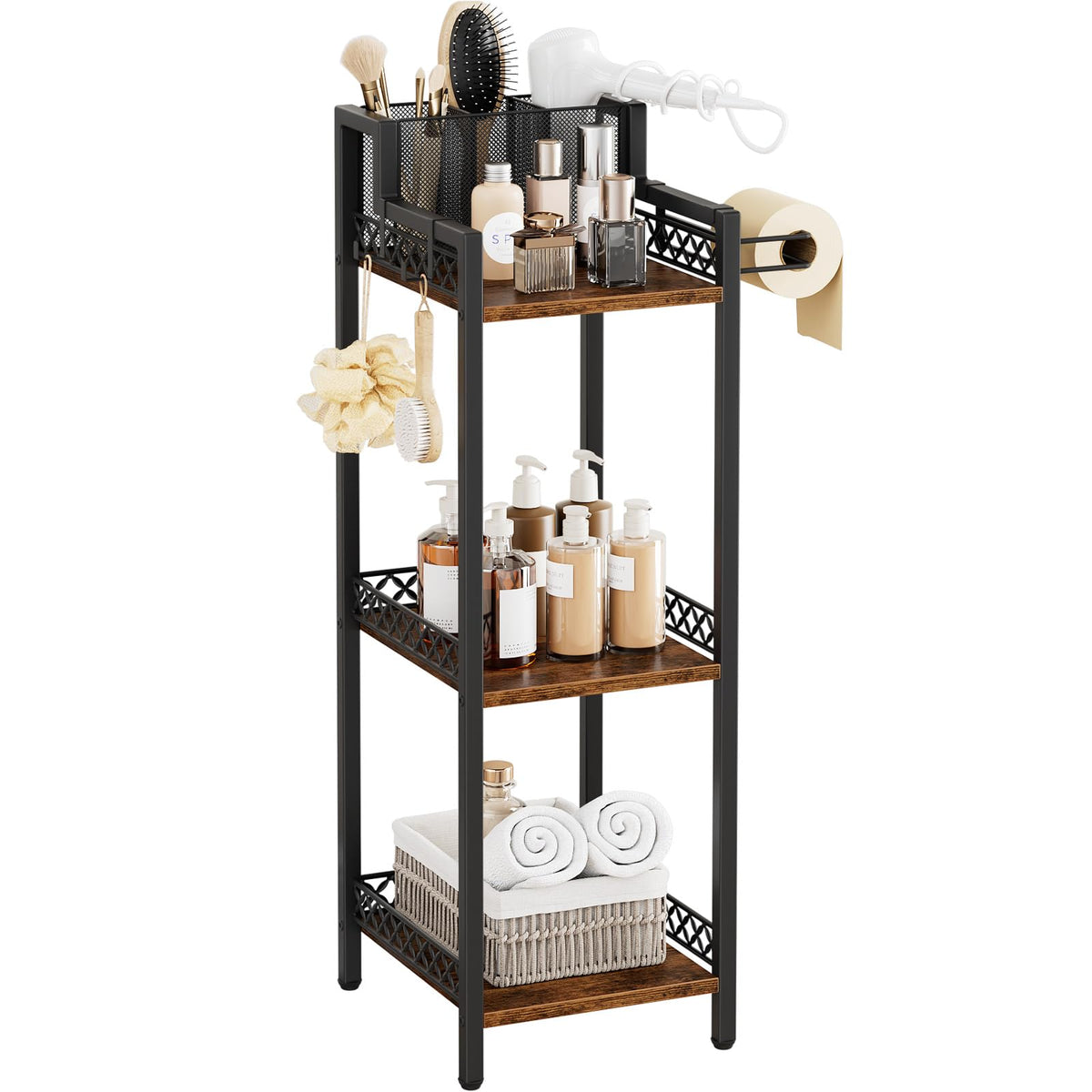 Slim Bathroom Storage Shelf Unit, Makeup Organizer for Small Spaces