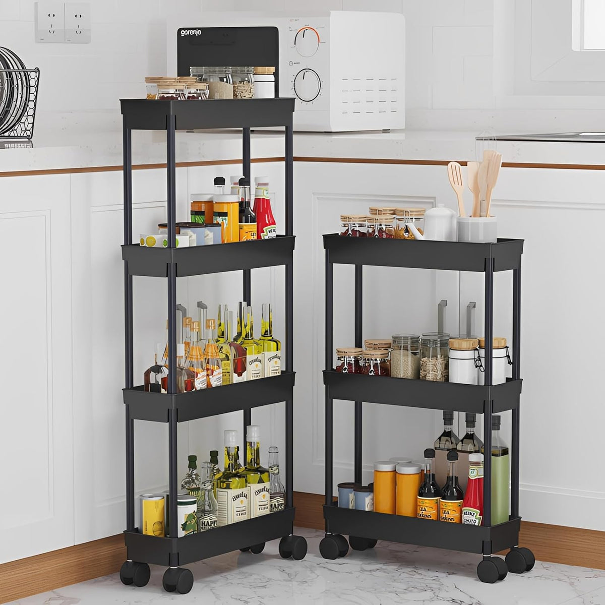 Sooyee 4 Tier Slim Storage Cart, Black