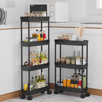 Sooyee 4 Tier Slim Storage Cart, Black