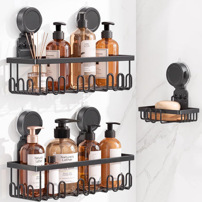JOTPE Shower Caddy Suction Cup, No Drill Shower Shelves for Bath, 2 Pack