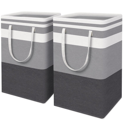 HomeHacks 2 Pack Large Laundry Baskets, Laundry Hampers Bags (Grey 75Lx2)