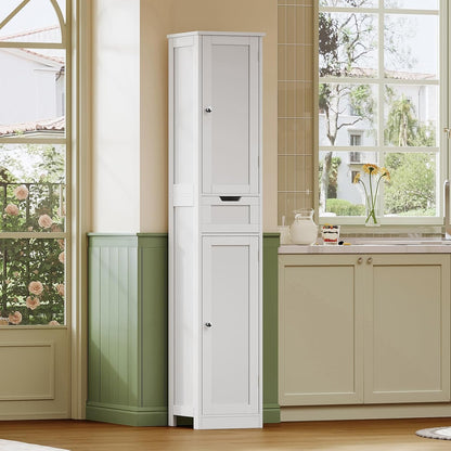 Iwell 66.9" Tall Bathroom Storage Cabinet with 2 Doors & 1 Drawer