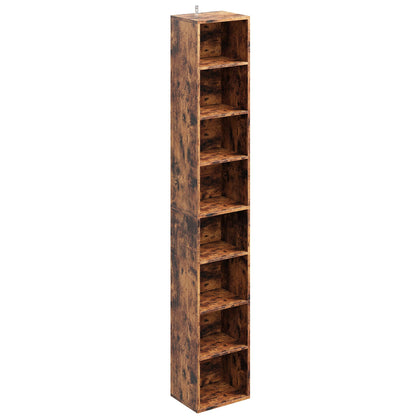 IRONCK Tall Narrow Bookshelf 8 Tiers, Compact Corner Bookcase, Floor Standing Display Storage Shelves 71 in Tall, Easy to Match for Living Room, Office, Study, Bedroom