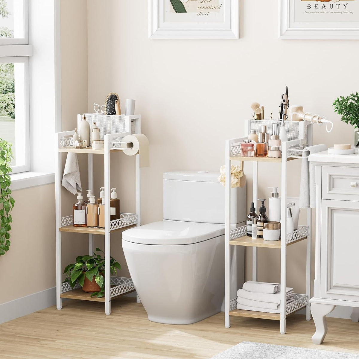 Slim Bathroom Storage Shelf Unit, Makeup Organizer for Small Spaces