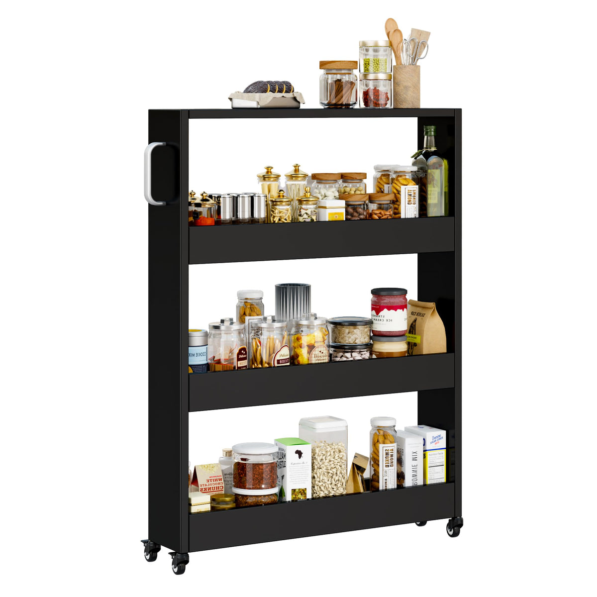 Slim Storage Cart, Lightweight 6 Tier Metal Rolling Utility Kitchen Cart on Wheels, Mobile Storage Shelving Unit Organizer for Bathroom Laundry Office Narrow Places (White, 6" D)