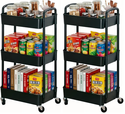 Sywhitta 4-Tier Plastic Rolling Utility Cart with Wheels for Storage,White