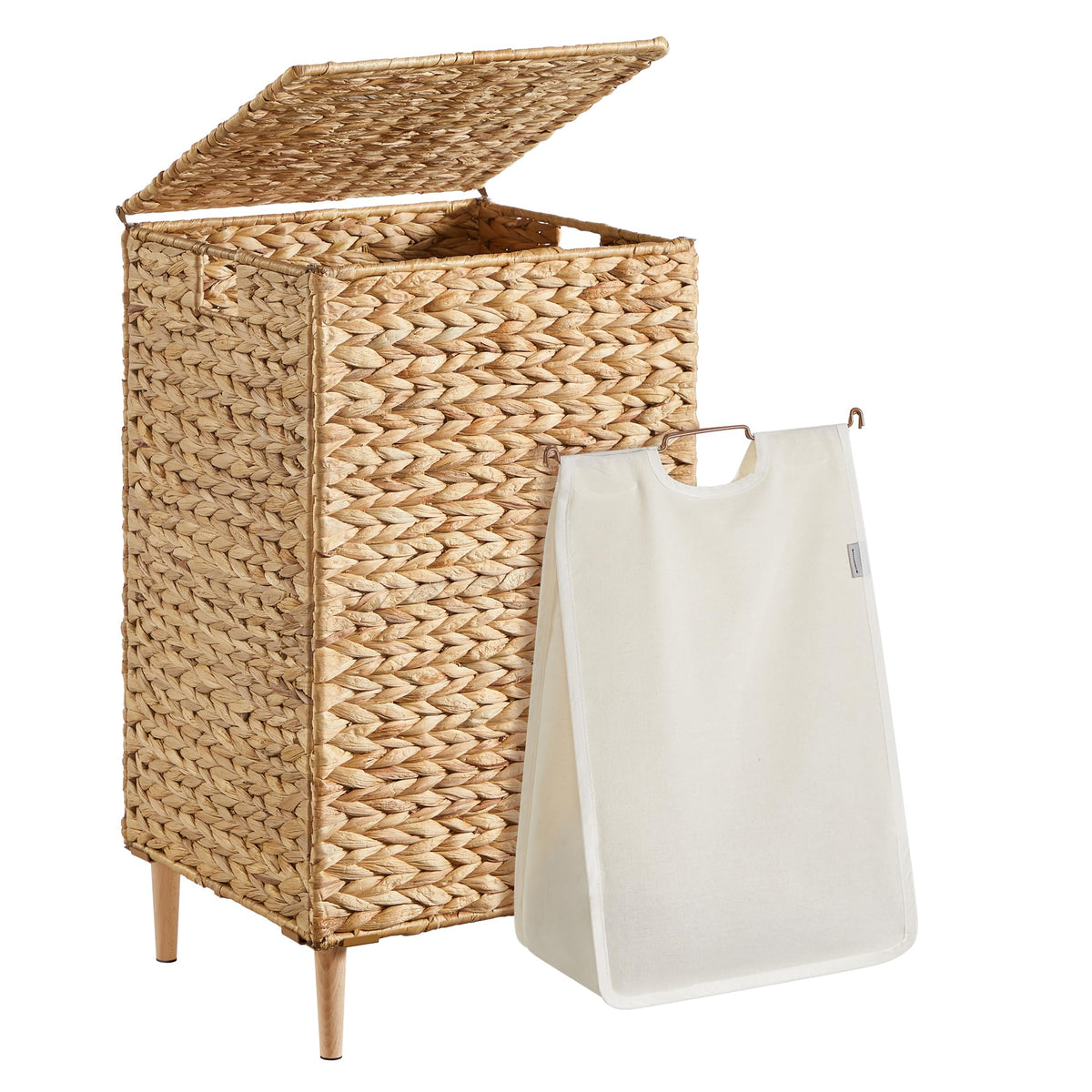 SONGMICS Laundry Hamper With Lid, 130 L Wicker Handwoven Water Hyacinth