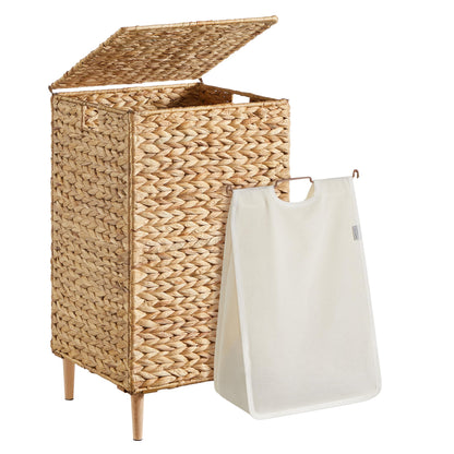 SONGMICS Laundry Hamper With Lid, 130 L Wicker Handwoven Water Hyacinth