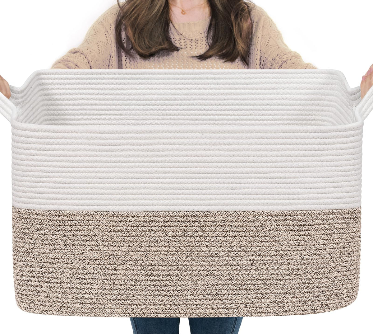 Goodpick Woven Storage Basket for Shelves, 13" x 10" x 9", Black Jute