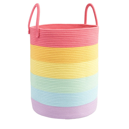 Woven Cotton Rope Laundry Basket, 15" x 20" Laundry Hamper, Oatmeal