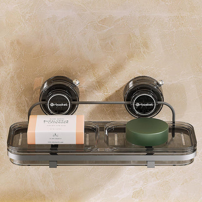 Suction Cup Shower Caddy, Wall Mounted No Drilling Bathroom Shower Organizers Storage Rack, Removable Shelves for Inside the Shower, Clear