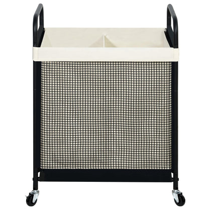 STO STO Laundry Hamper 2 Section, 100L Rolling Laundry Sorter Cart with Removable and Washable Liner Bag, Clothes Hamper with Wheels and Metal Handle for Laundry Room and Bedroom