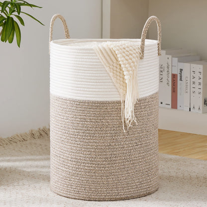 YOUDENOVA Jute Rope Laundry Hamper Basket, 58L Blanket Basket for Nursery