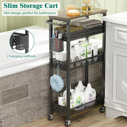 XYZLVSI 4 Tier Slim Storage Cart Laundry Room Organizer for Small Space