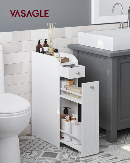 VASAGLE Small Bathroom Storage Cabinet, with Slide Out Drawers，Cloud White