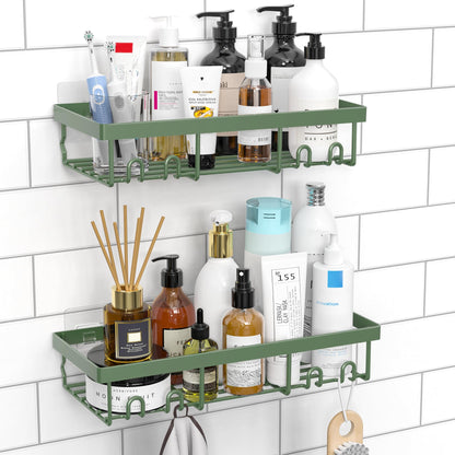 Moforoco Suction Cup Shower Caddy Shelf Organizer Rack, Black Bathroom Shelves Basket, Home Farmhouse Wall Inside Organization and Storage