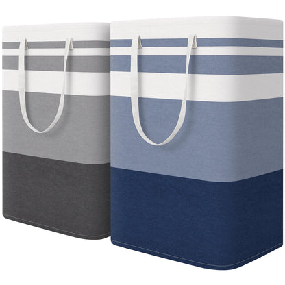 HomeHacks 2 Pack Large Laundry Baskets, Laundry Hampers Bags (Grey 75Lx2)