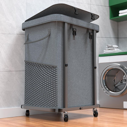 Laundry Hamper with Lid,150L Rolling Laundry Basket with Wheels,Grey