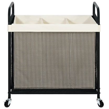 STO STO Laundry Hamper 2 Section, 100L Rolling Laundry Sorter Cart with Removable and Washable Liner Bag, Clothes Hamper with Wheels and Metal Handle for Laundry Room and Bedroom