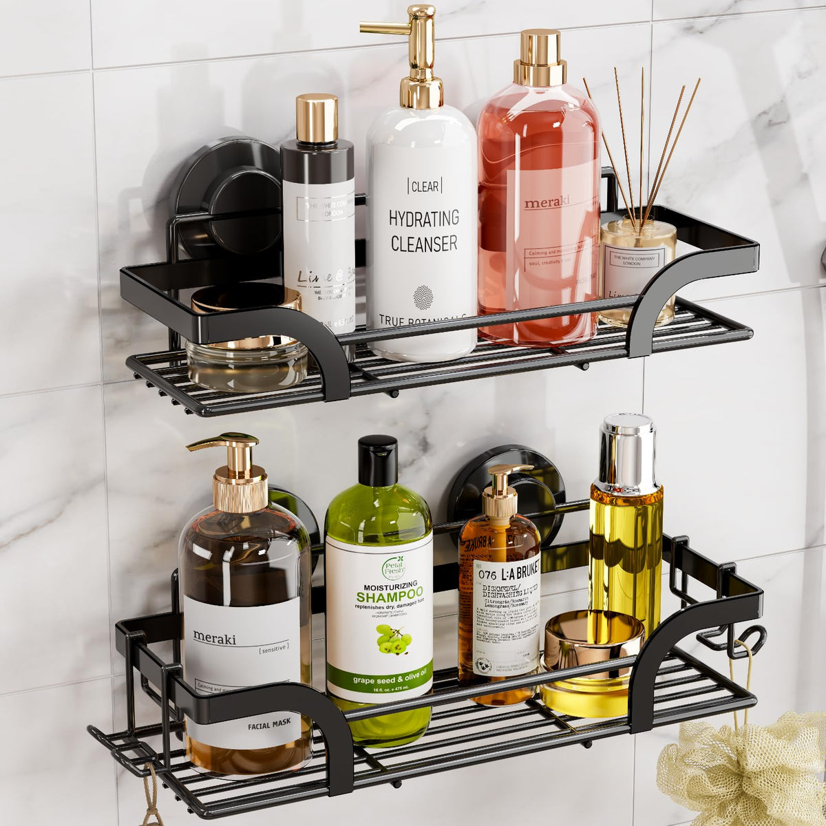 LEVERLOC Shower Caddy Suction Cup, 3 Pack Heavy Duty Bathroom Organizer