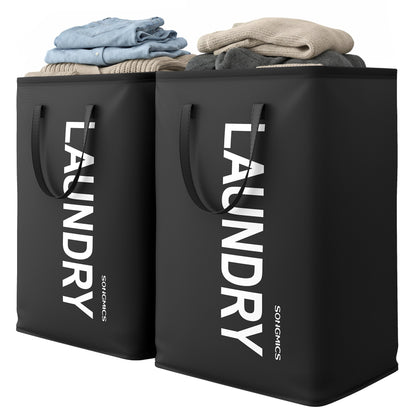 SONGMICS Laundry Hamper, 80L Foldable Basket, 2 Pack, Water-Repellent