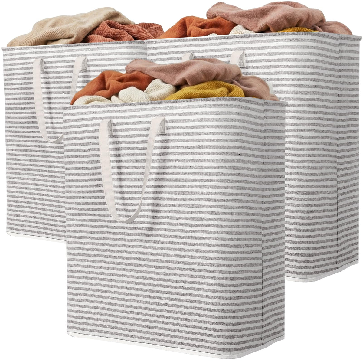 Lifewit 80L Large Laundry Baskets, Laundry Hampers Bags, 2 Pack, Beige