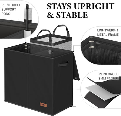 Simple Houseware Double Laundry Hamper with Lid & Removable Bags, Black