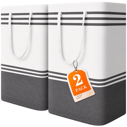 2 Pack Large Laundry Baskets, Laundry Hampers for Dorm, Bathroom, Room 75L