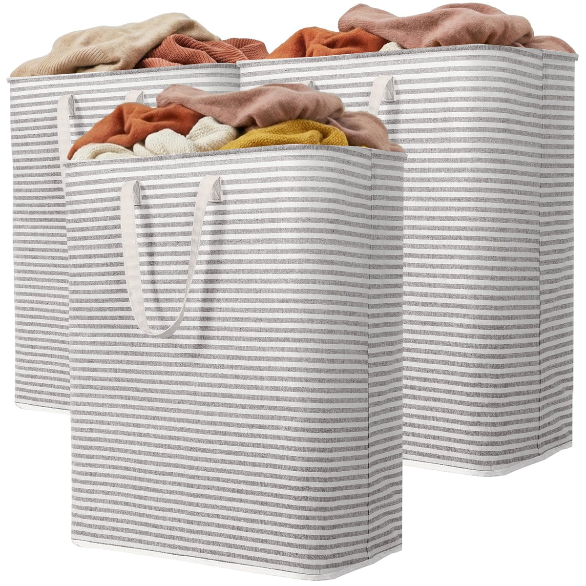 Lifewit 80L Large Laundry Baskets, Laundry Hampers Bags, 2 Pack, Beige