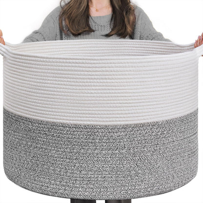 INDRESSME XXXLarge Woven Rope Blanket Basket Living Room Brown, 90L