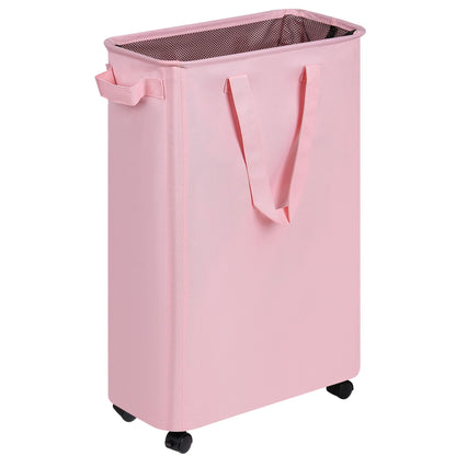 efluky Slim Laundry Hamper with Wheels, Rolling Laundry Basket for Clothes, Small Laundry Basket for Bedroom, Dorm and Laundry Room, 60L Beige