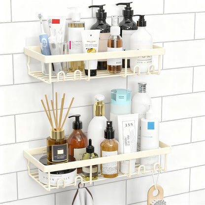 Moforoco Suction Cup Shower Caddy Shelf Organizer Rack, Black Bathroom Shelves Basket, Home Farmhouse Wall Inside Organization and Storage