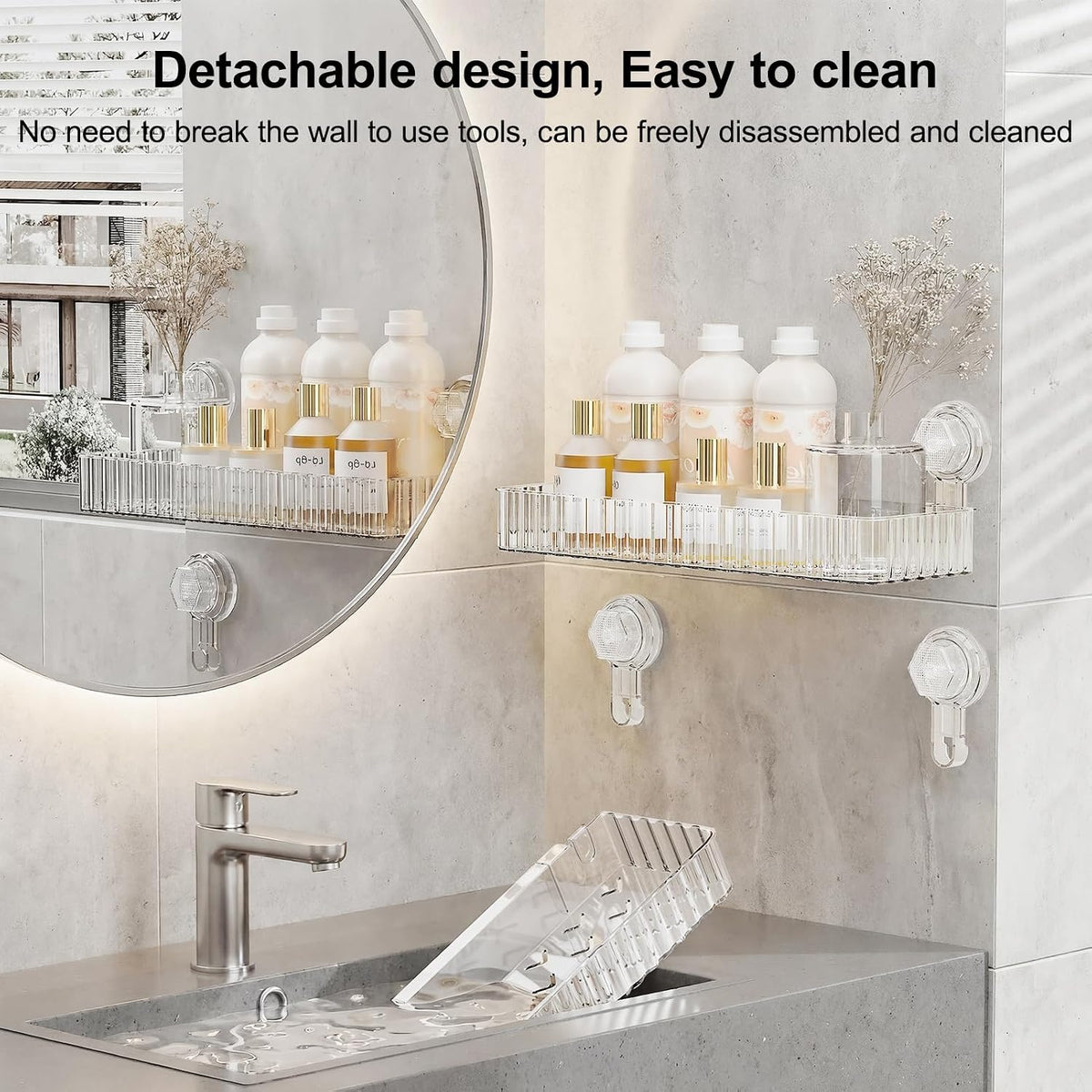 Adhesive Shower Caddy Suction Cup,Bathroom Organizers and Storage Shelves
