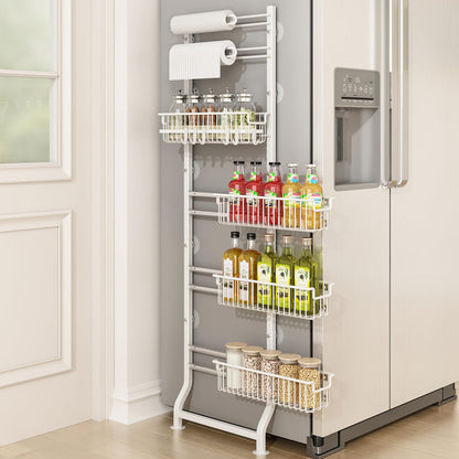 BUKFEN 6-Tier Slim Corner Shelf, Spice Rack Narrow Storage Next to Fridge