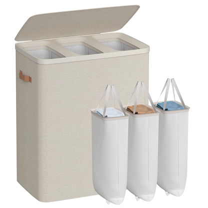 SONGMICS Laundry Basket, 170L Laundry Hamper with Lid, 2 Removable Bags